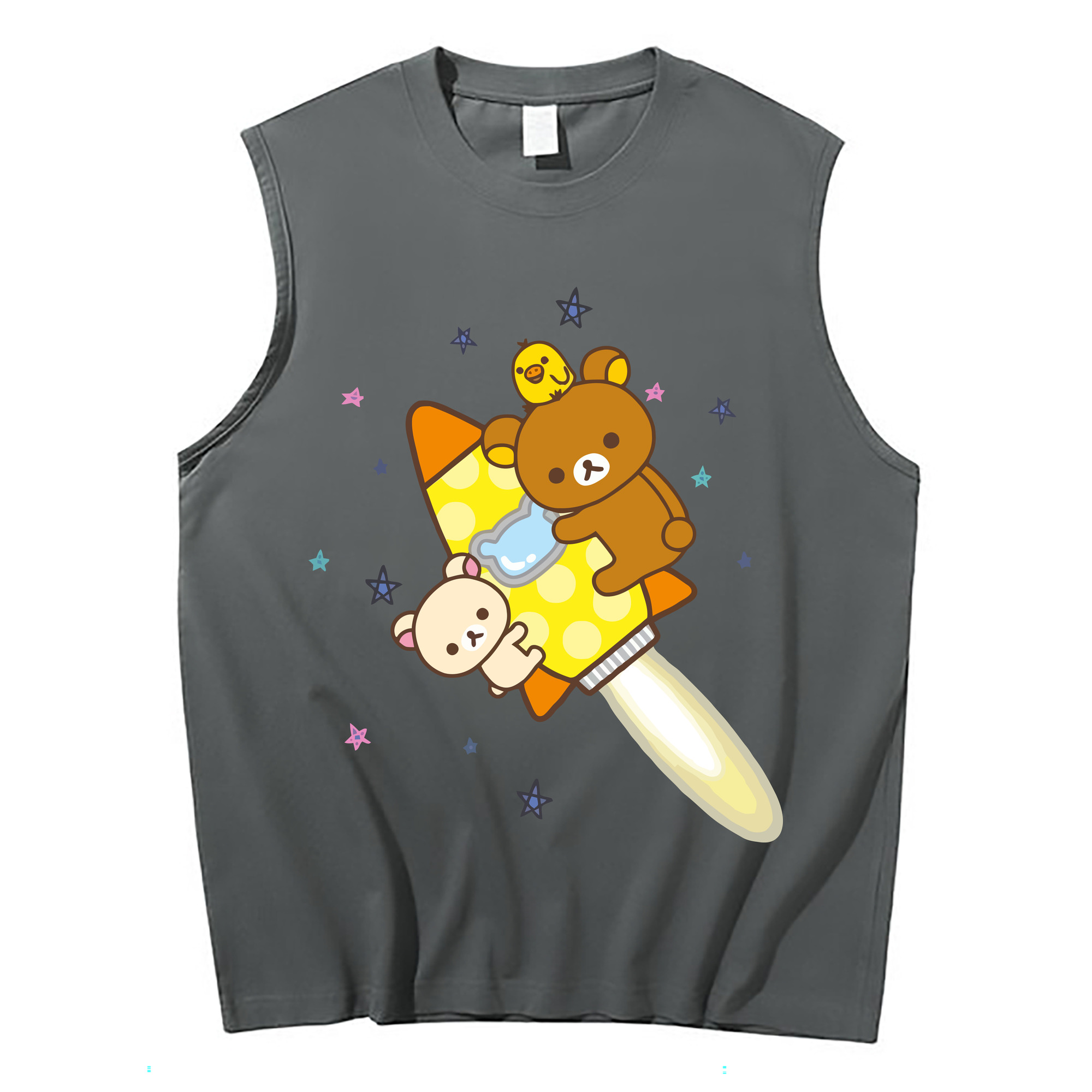 （画像用） リラックマ リラックマ キイロイトリ Rilakkuma Korilakkuma Kiiroitori コットン100％タンクトップ（フロントプリント）